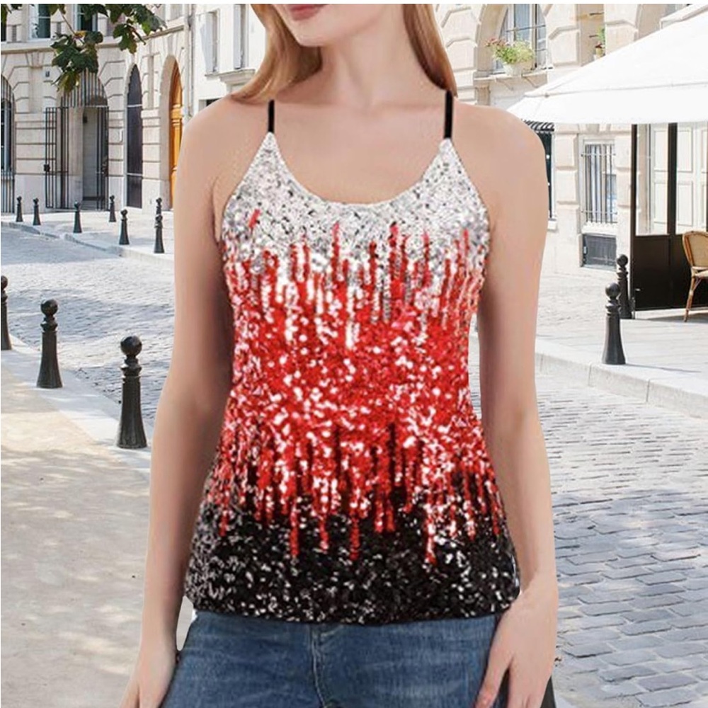 Glamorous Sequin Gradient Tank Top - Picture 2 of 6